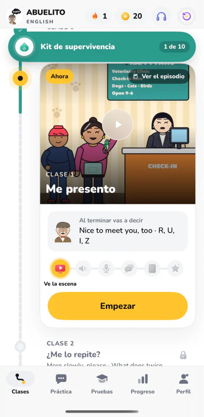 Pantalla de Abuelito English